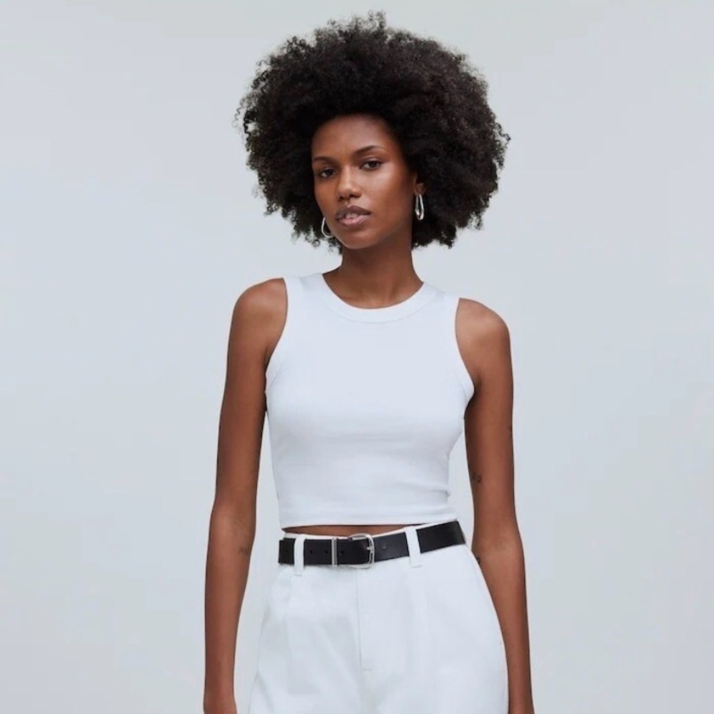 Madewell White Ribbed Crewneck Tank; small